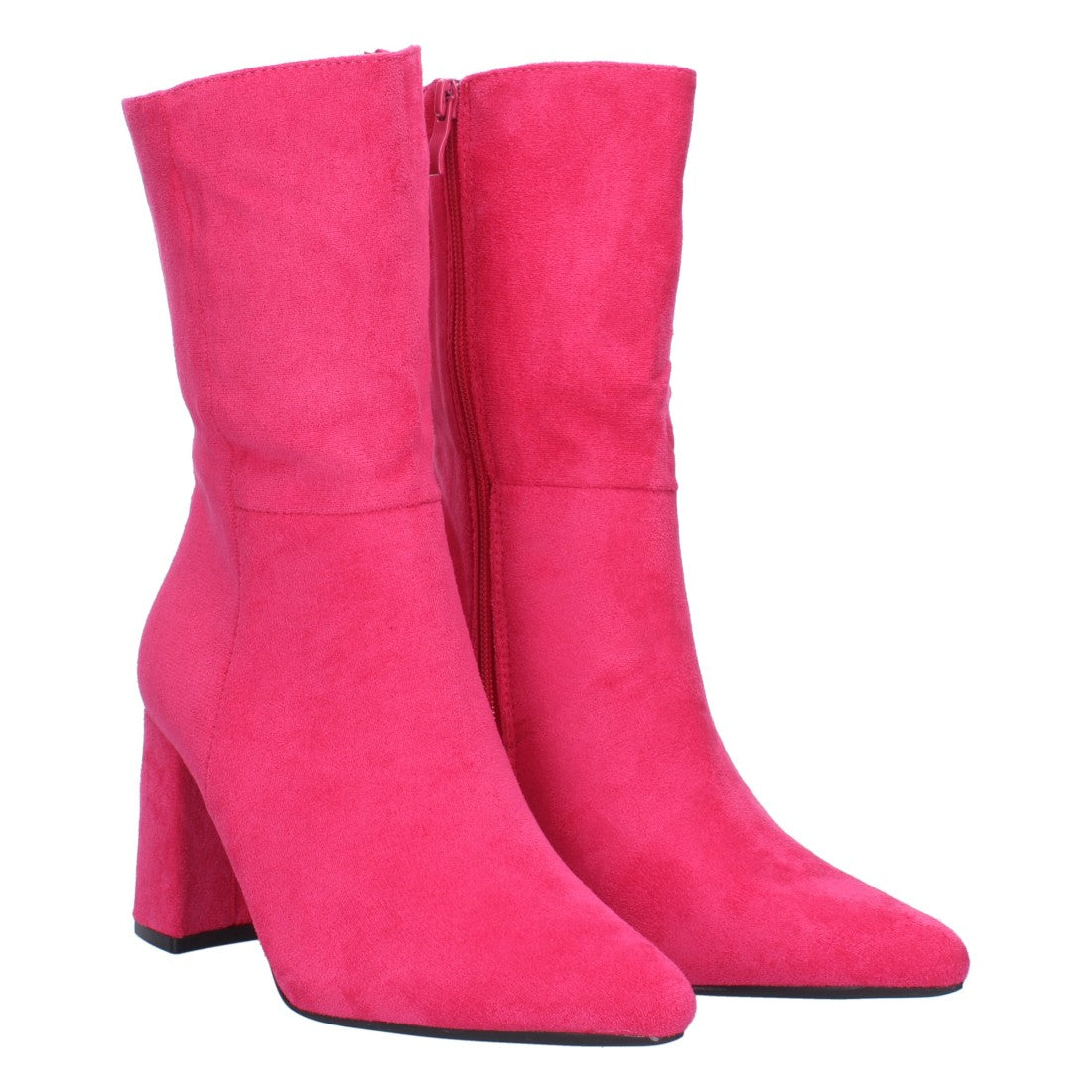Fuchsiafarbene Stiefel, Absatz, gewagt, modern
