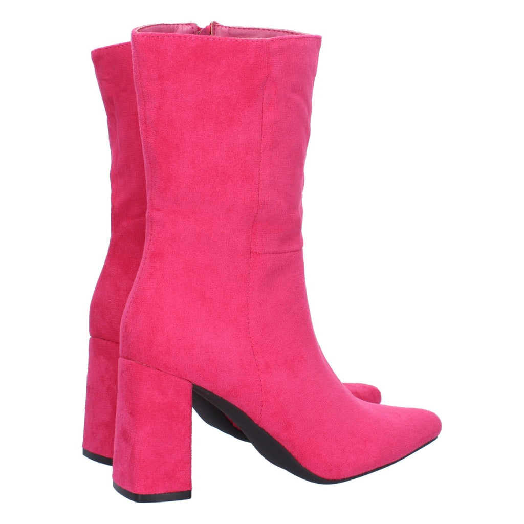 Fuchsiafarbene Stiefel, Absatz, gewagt, modern