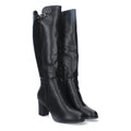 Botas Altas con Adorno Metálico y Tacón Ancho - Negro
