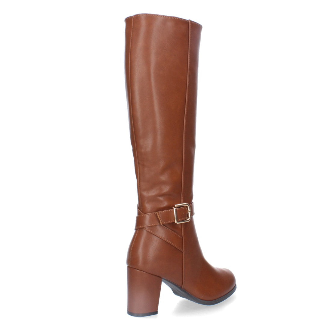 Botas Altas con Hebilla y Cremallera - Camel