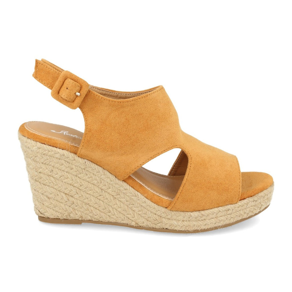 Sandalias Camel Mujer Cuña Yute Talón Puntera Abiertos