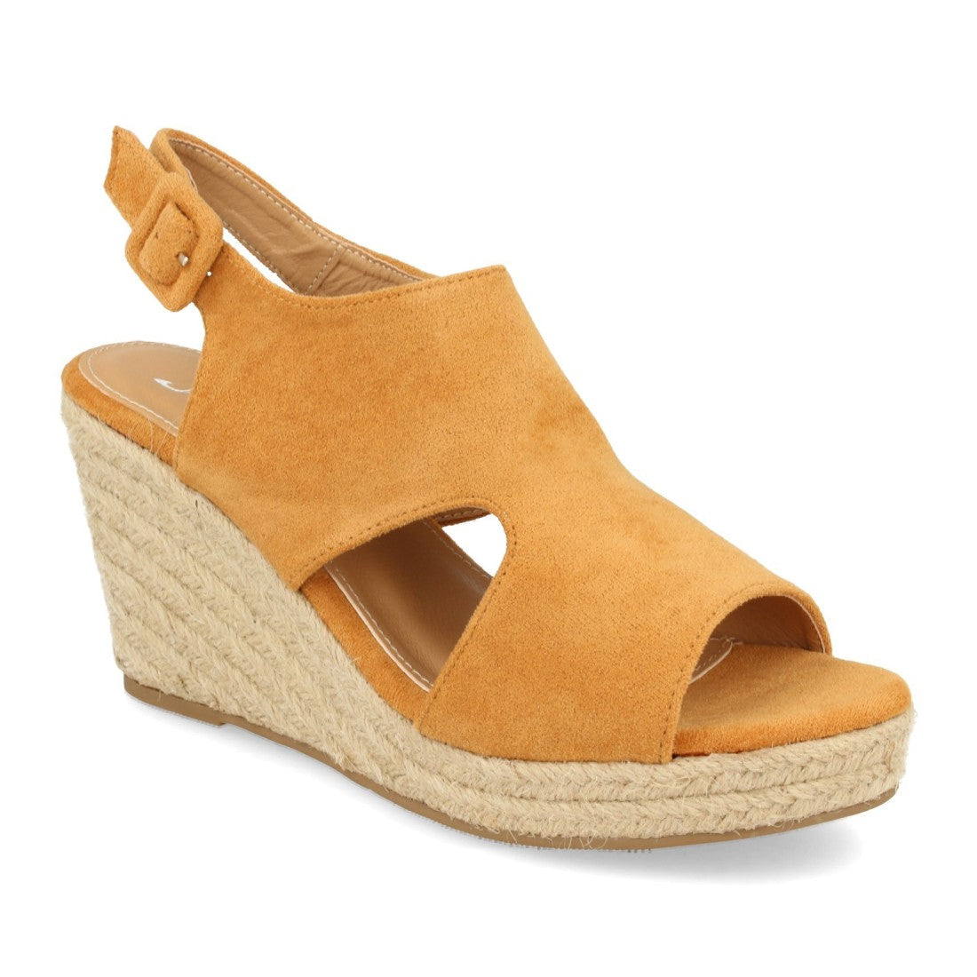 Sandalias Camel Mujer Cuña Yute Talón Puntera Abiertos