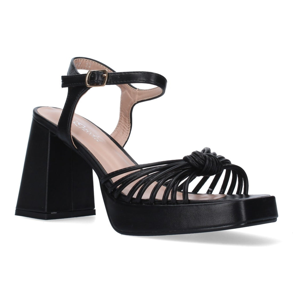 Sandalias Negras Mujer Tacón Ancho Elegantes Fiesta