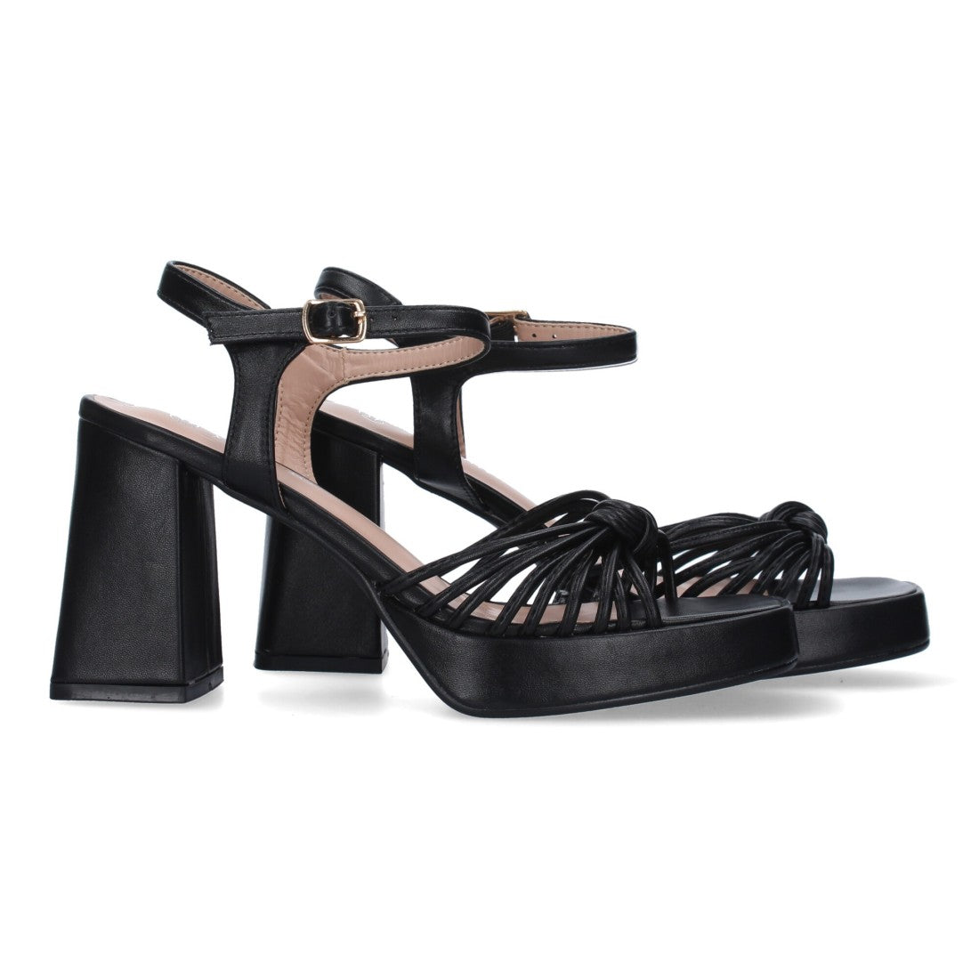 Sandalias Negras Mujer Tacón Ancho Elegantes Fiesta