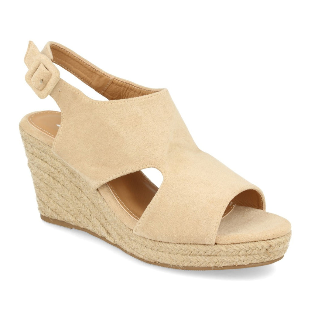 Sandalias Beige Mujer Cuña Yute Talón Puntera Abiertos