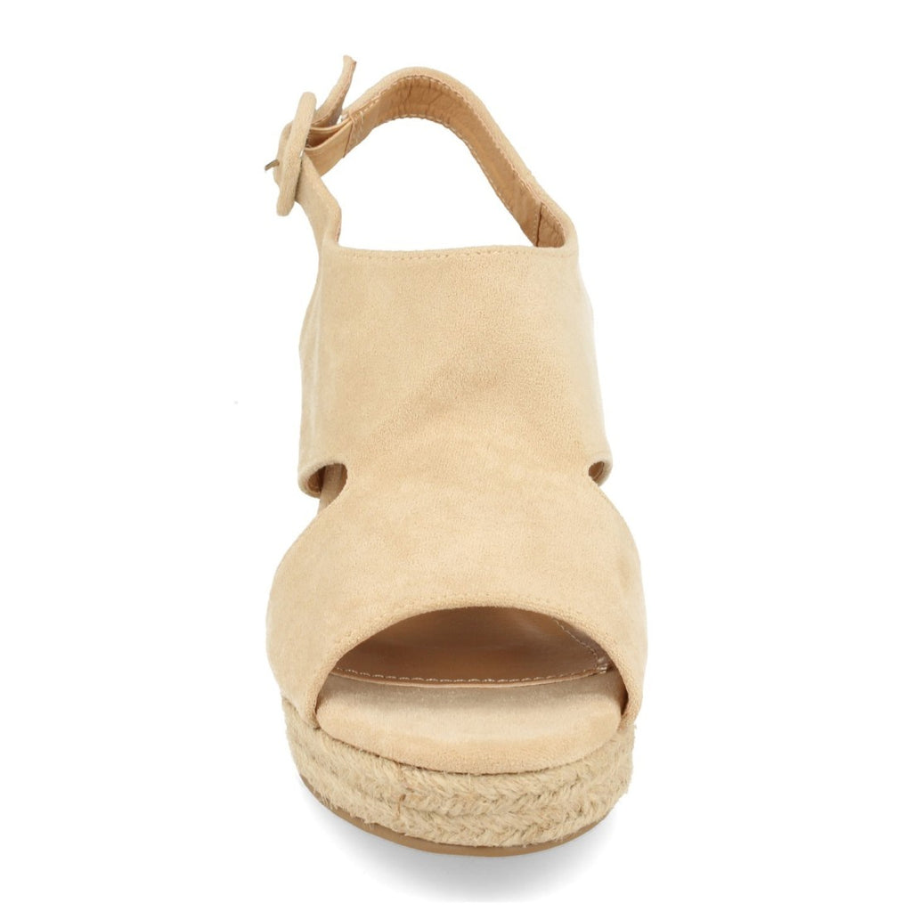 Sandalias Beige Mujer Cuña Yute Talón Puntera Abiertos