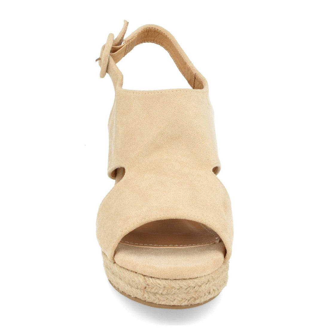 Sandalias Beige Mujer Cuña Yute Talón Puntera Abiertos
