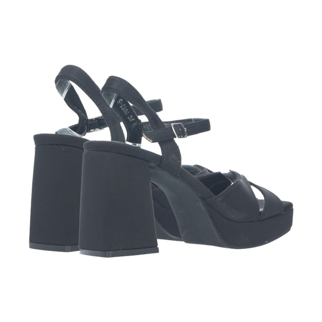 Sandalias Negras Mujer Tacón Hebilla Elegantes Fiesta