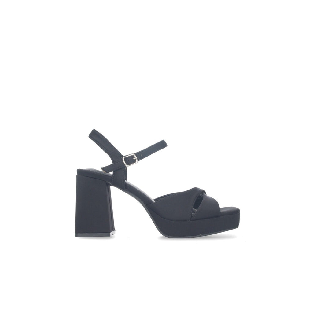 Sandalias Negras Mujer Tacón Hebilla Elegantes Fiesta