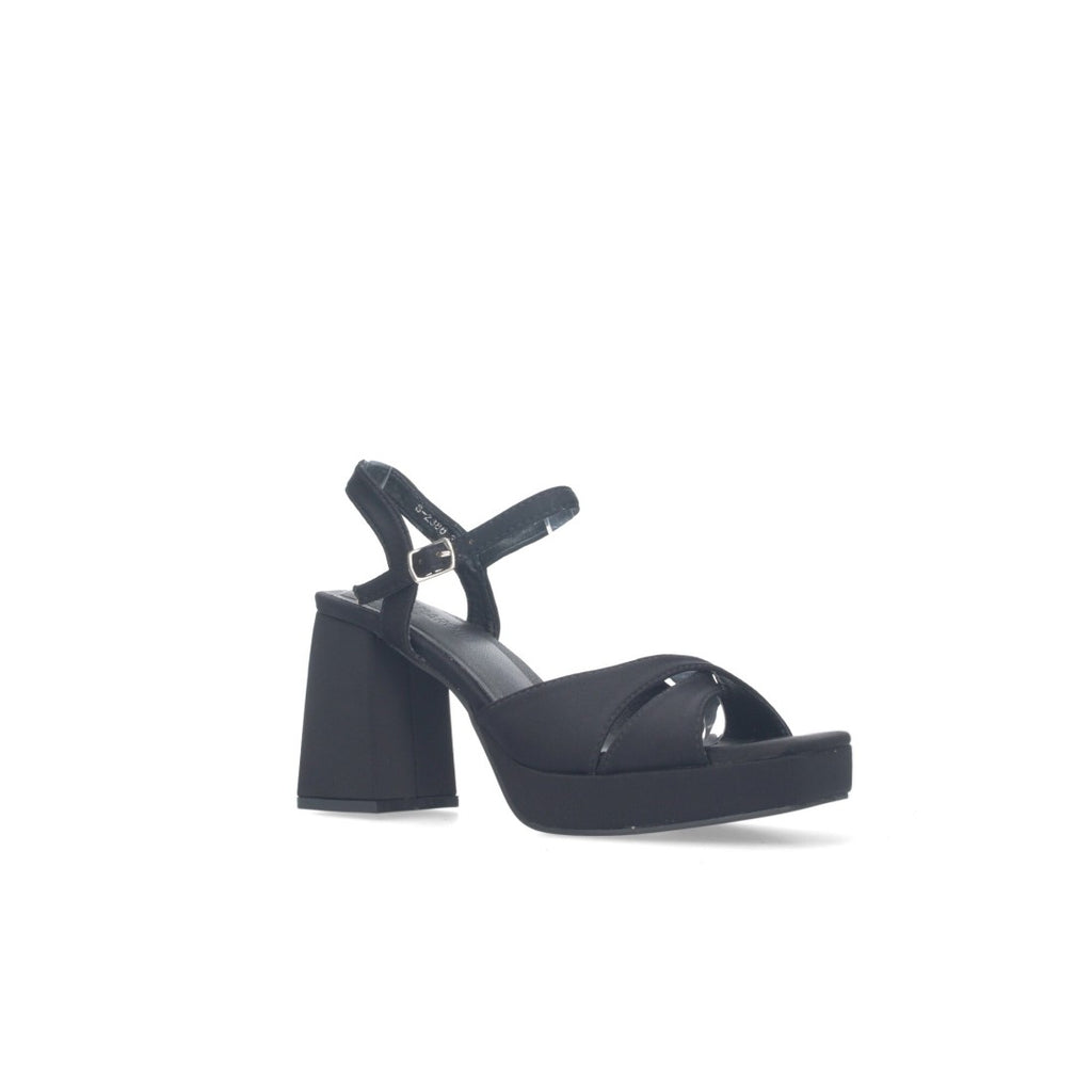 Sandalias Negras Mujer Tacón Hebilla Elegantes Fiesta