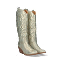 Botas Cowboy Oro con Tacón Cubano y Grabado