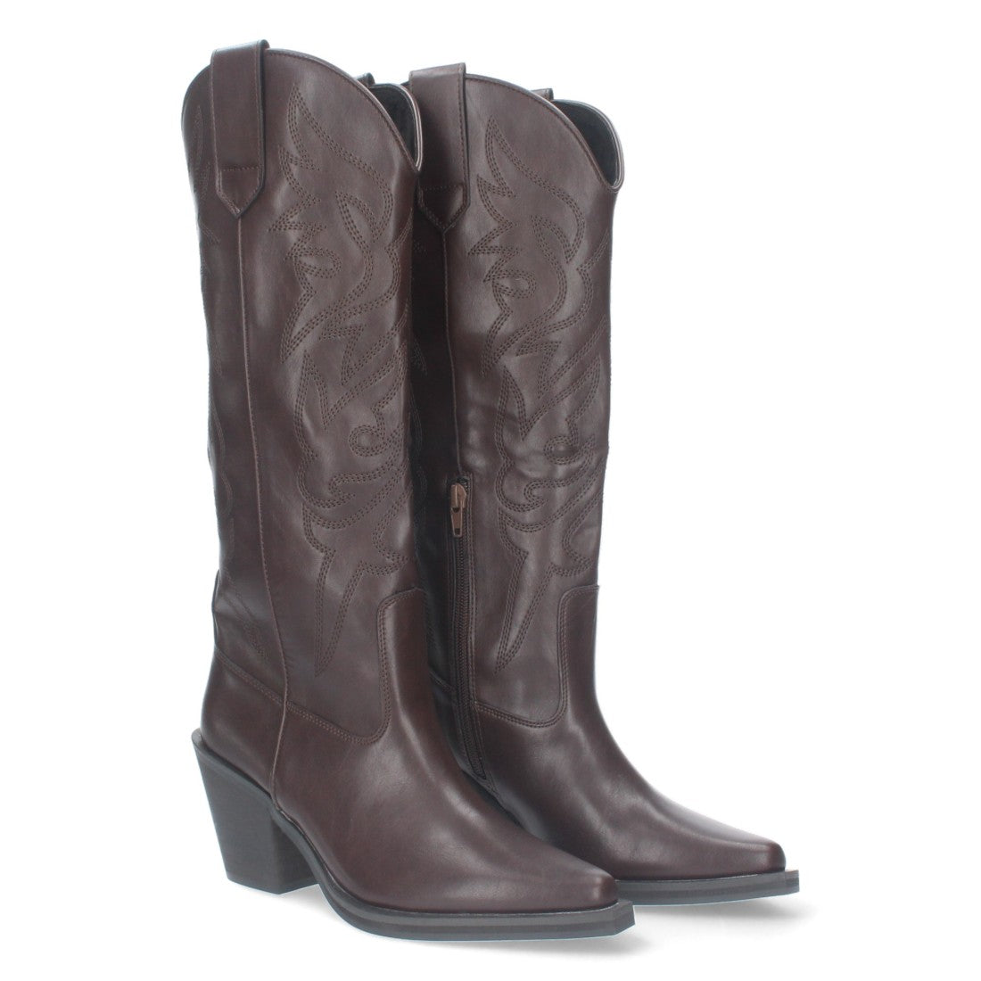 Botas Cowboy Marrones con Tacón Cubano y Bordado