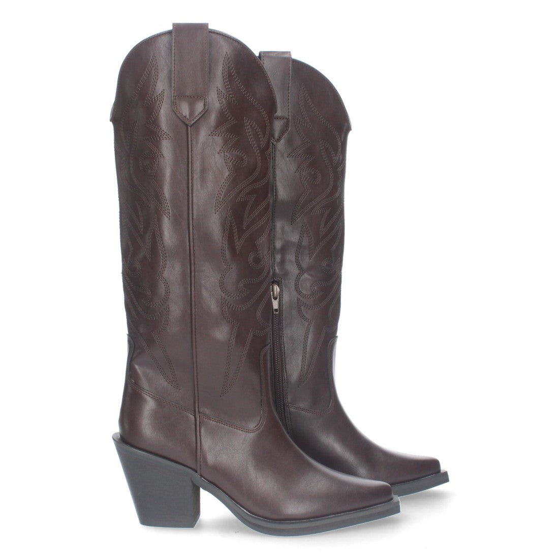 Botas Cowboy Marrones con Tacón Cubano y Bordado