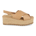 Sandalias Beige Mujer Plataforma Yute Grabado Cocodrilo