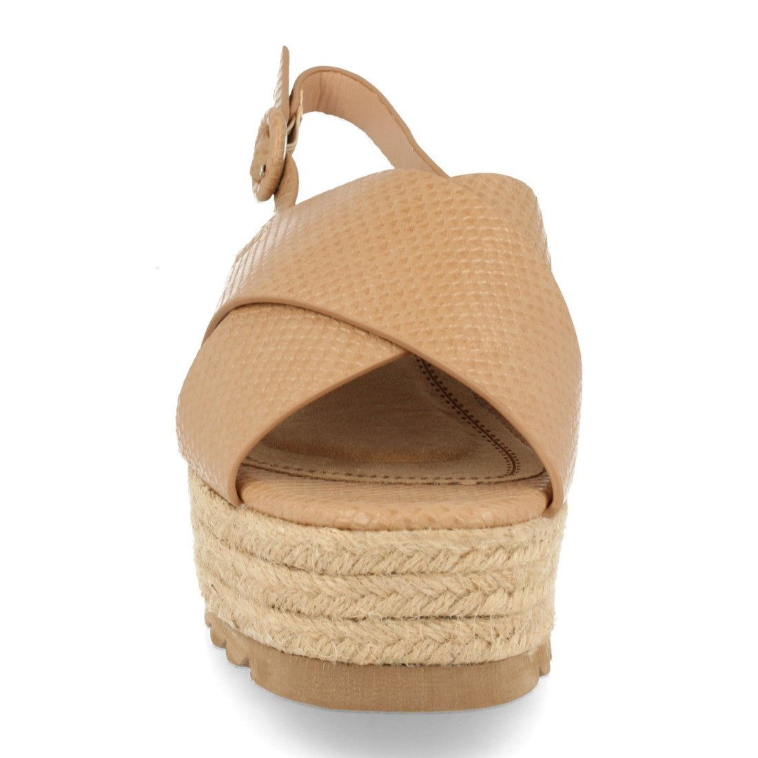 Sandalias Beige Mujer Plataforma Yute Grabado Cocodrilo