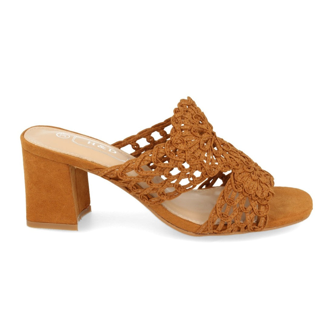 Sandalias Camel Mujer Tacón Detalle Flor