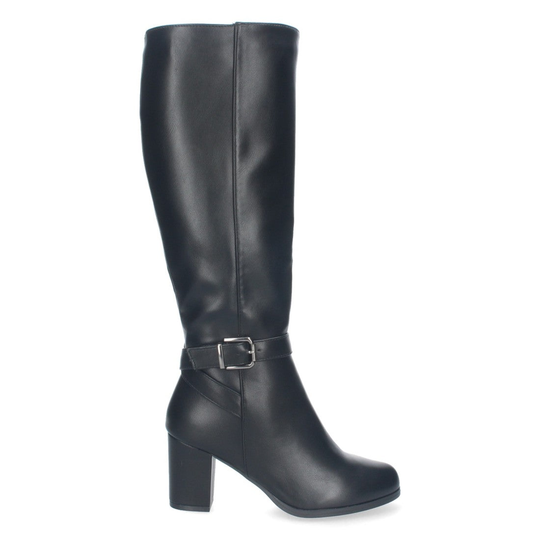 Botas Altas con Hebilla y Cremallera - Negro