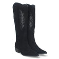 Botas Negras con Tacón Terciopelo y Estampado