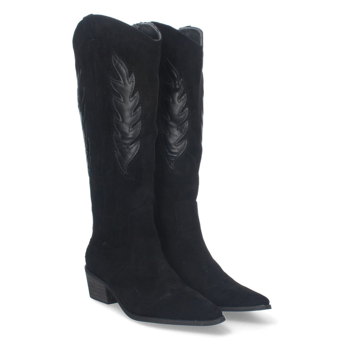 Botas Negras con Tacón Terciopelo y Estampado
