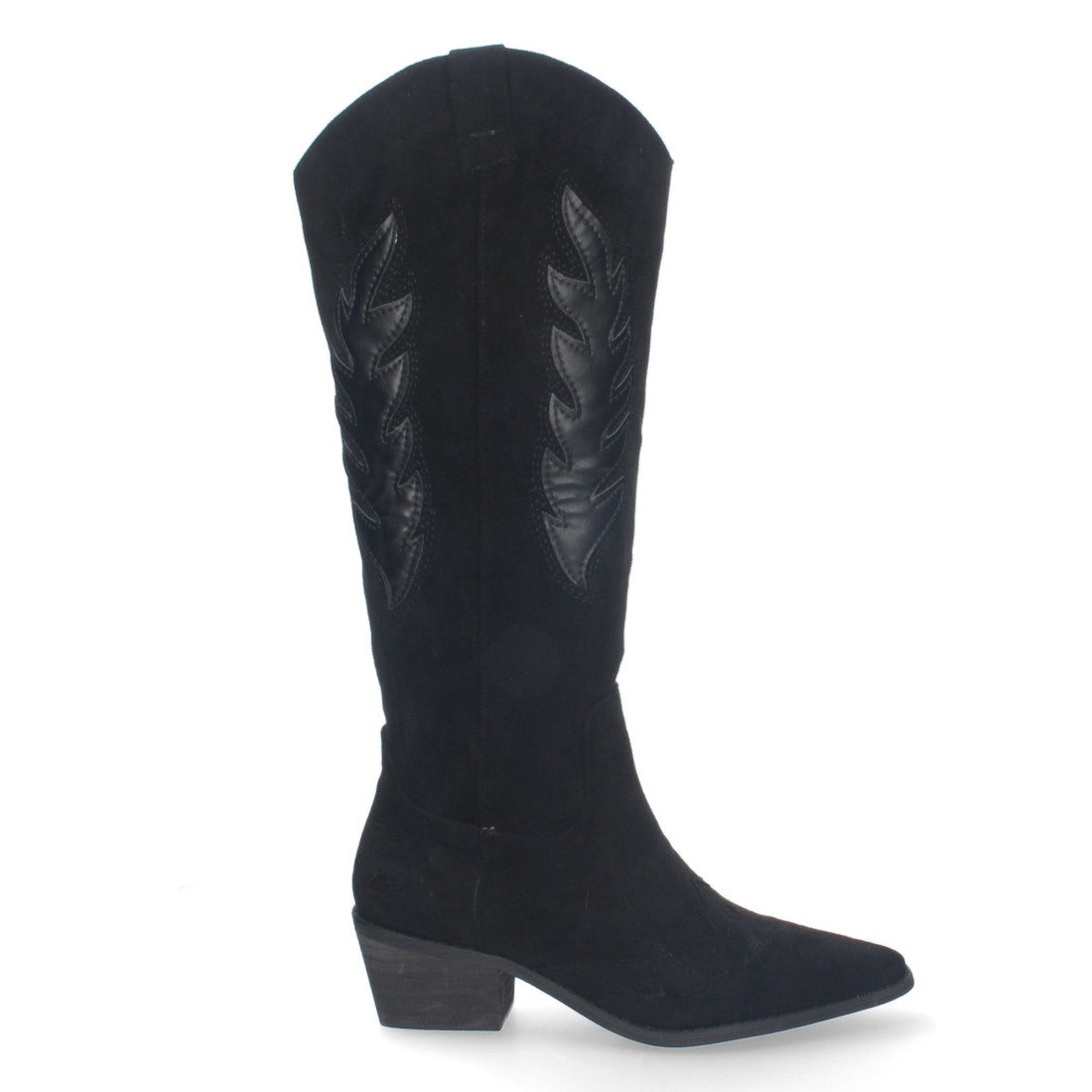 Botas Negras con Tacón Terciopelo y Estampado