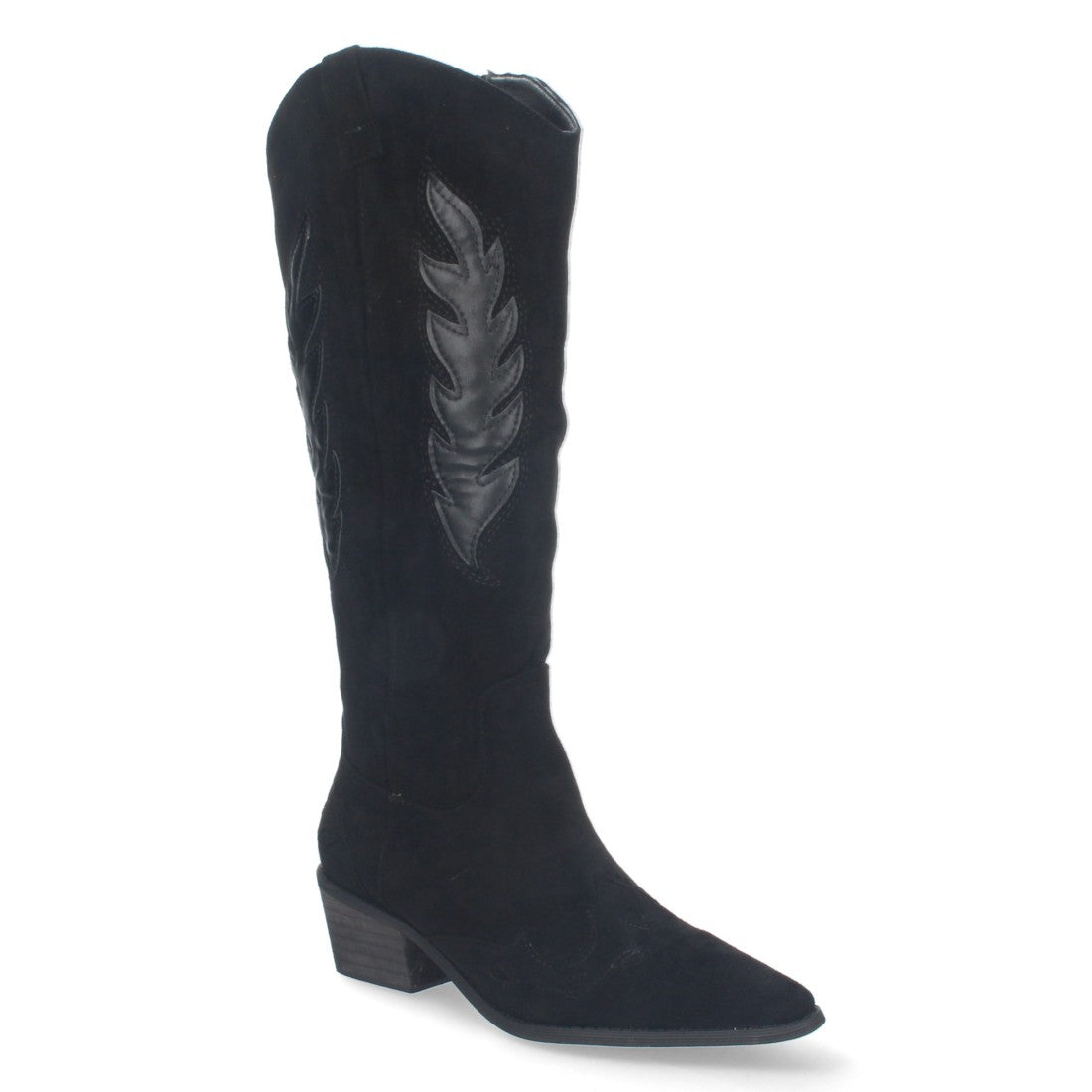 Botas Negras con Tacón Terciopelo y Estampado