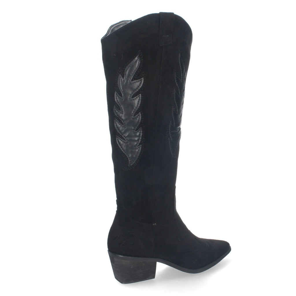 Botas Negras con Tacón Terciopelo y Estampado