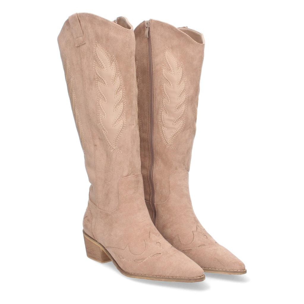 Botas Kaki con Tacón Terciopelo y Estampado