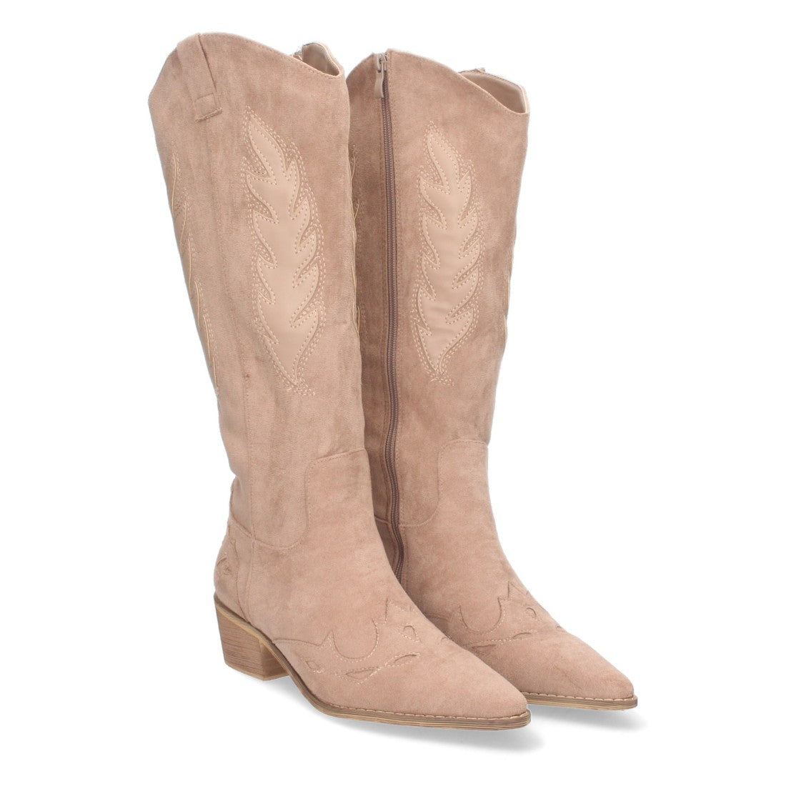 Botas Kaki con Tacón Terciopelo y Estampado