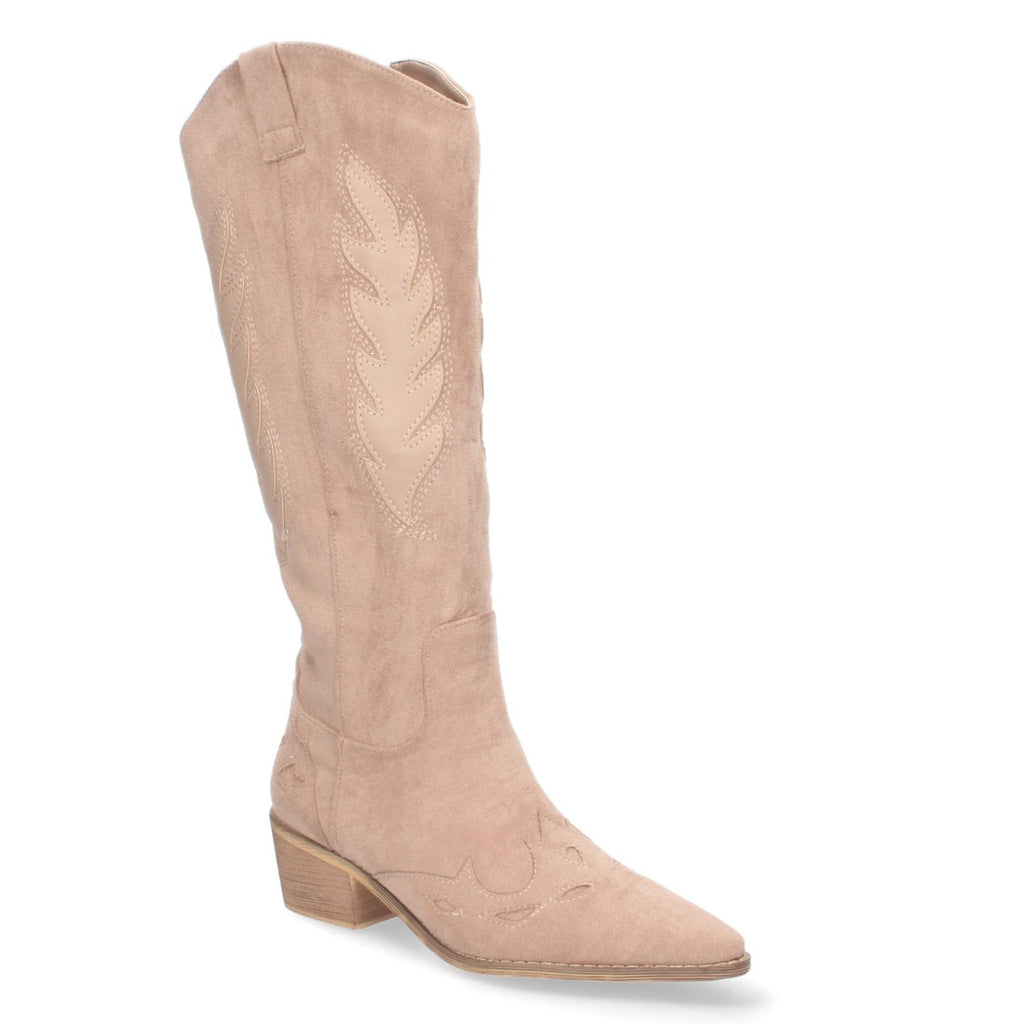 Botas Kaki con Tacón Terciopelo y Estampado