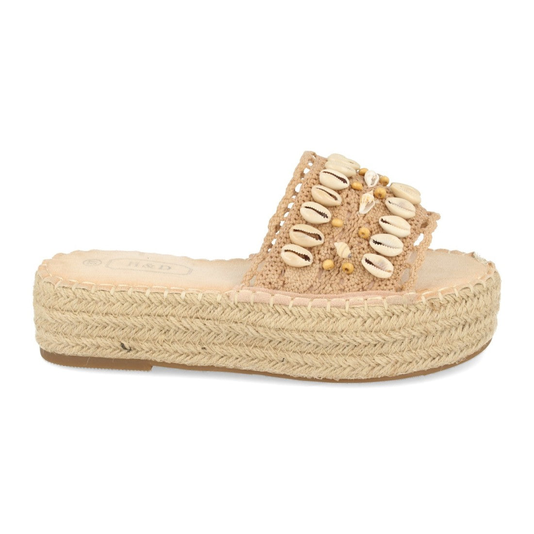 Sandalias Rosas Mujer Plataforma Yute Conchas