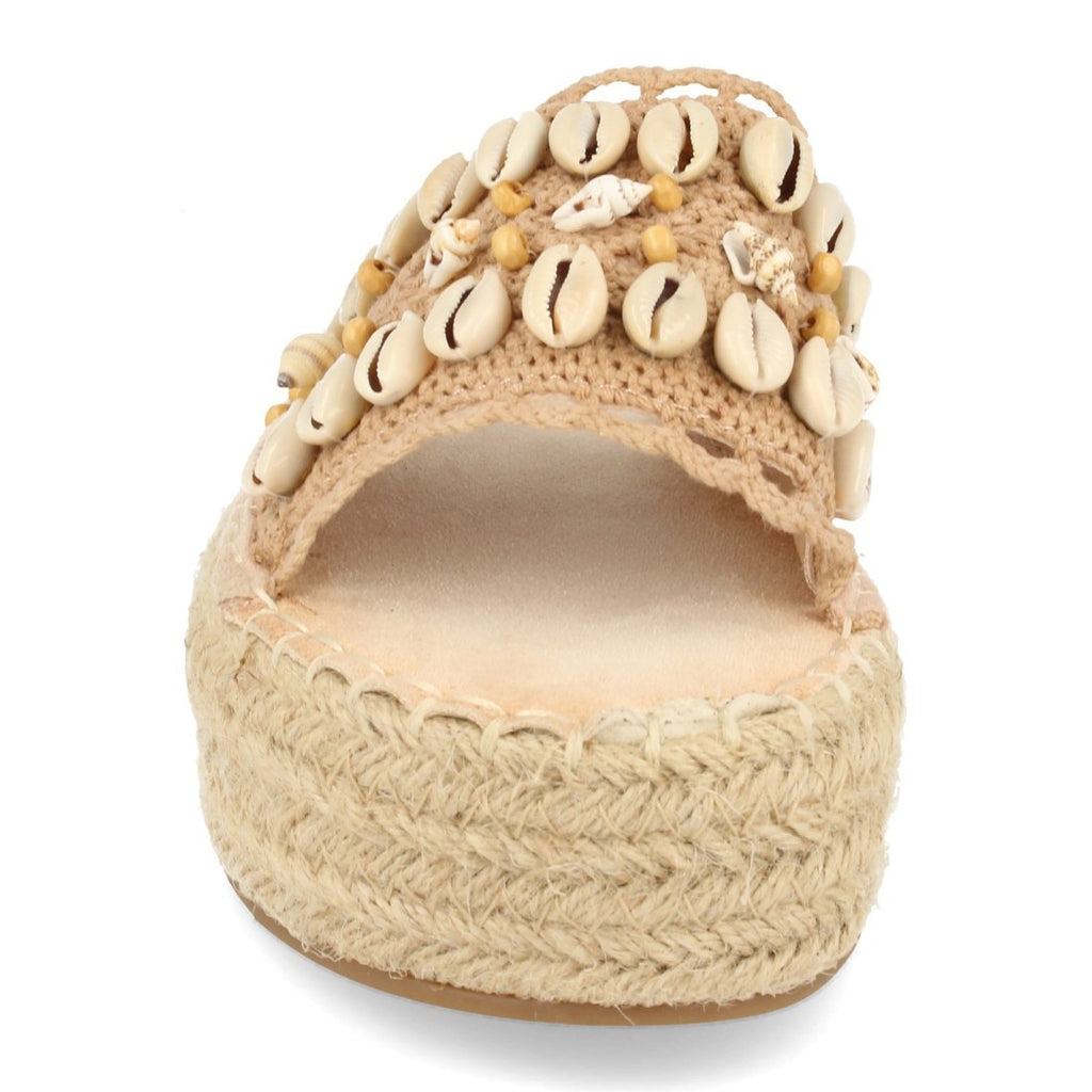 Sandalias Rosas Mujer Plataforma Yute Conchas