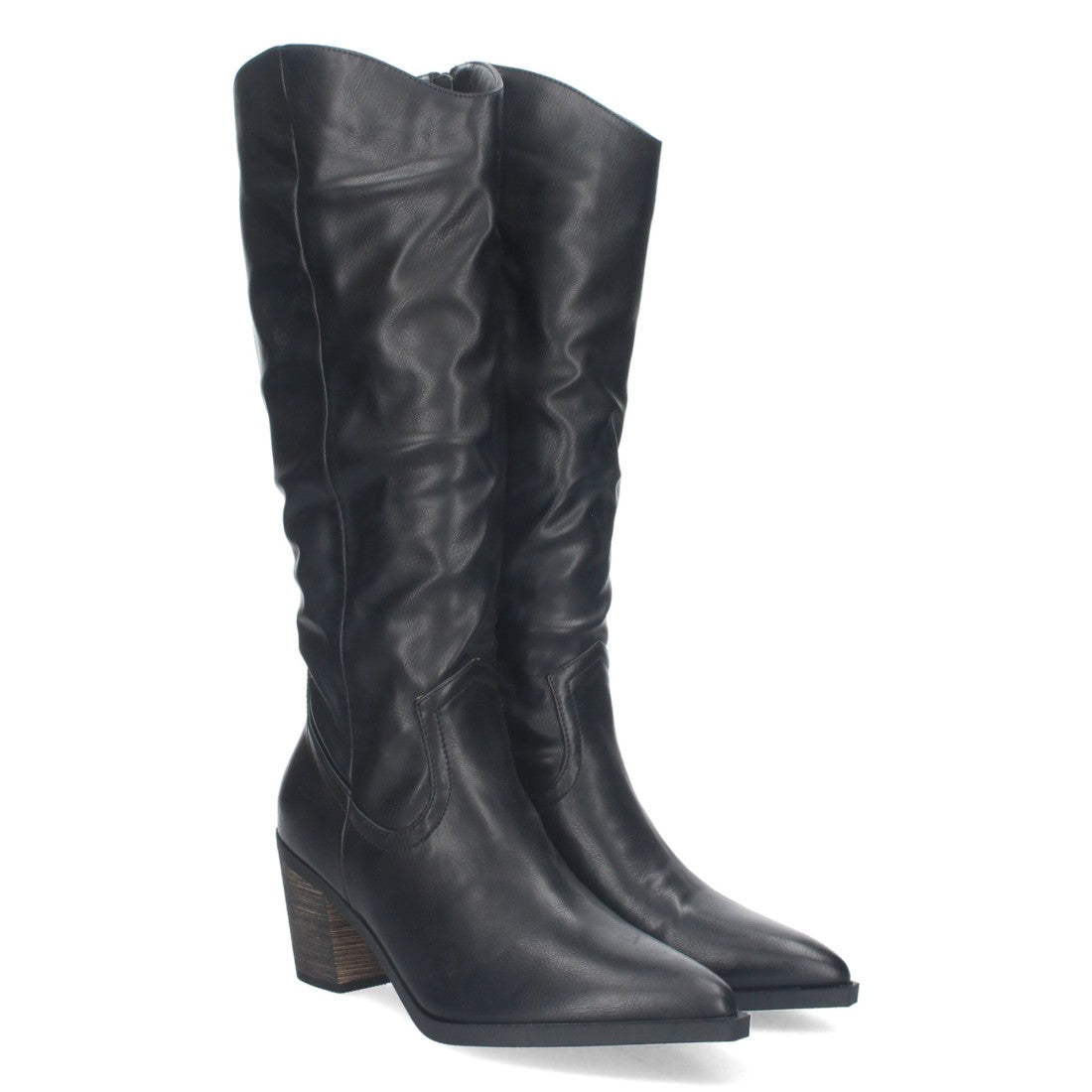 Botas Cowboy con Caña Arrugada y Punta Fina - Negro