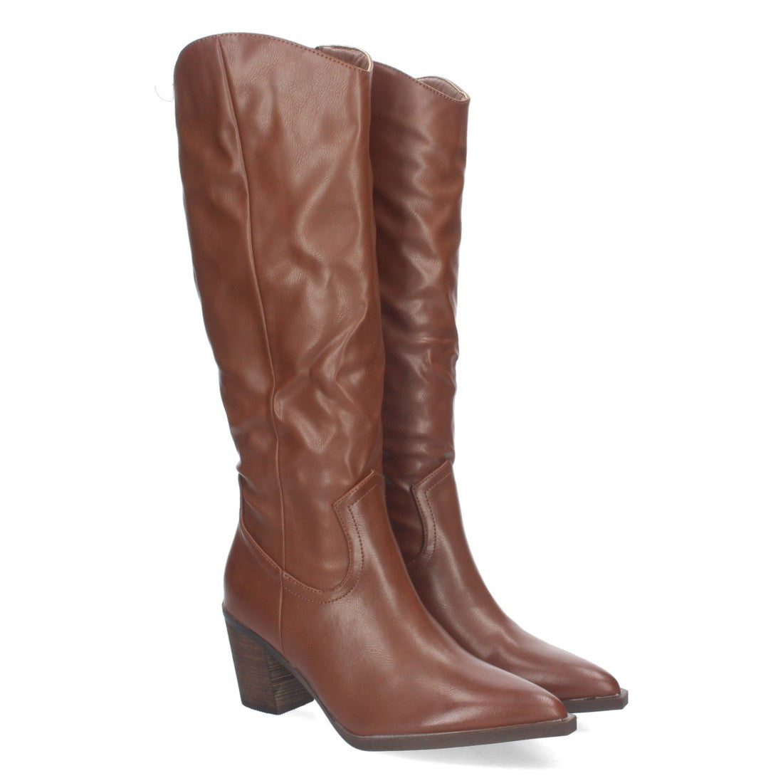 Botas Cowboy con Caña Arrugada y Punta Fina - Camel