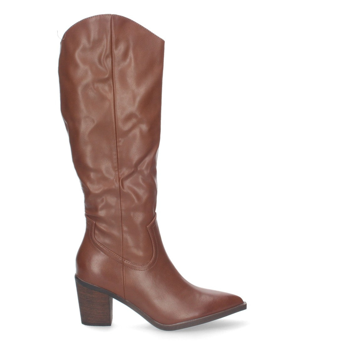 Botas Cowboy con Caña Arrugada y Punta Fina - Camel