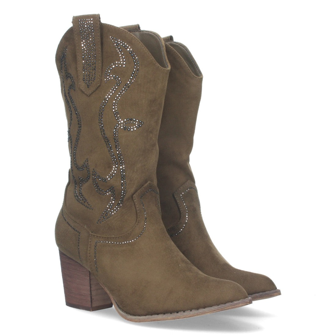 Elegante grüne hohe Stiefel mit Absatz
