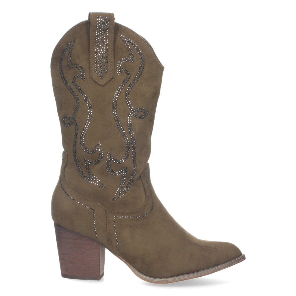 Elegante grüne hohe Stiefel mit Absatz