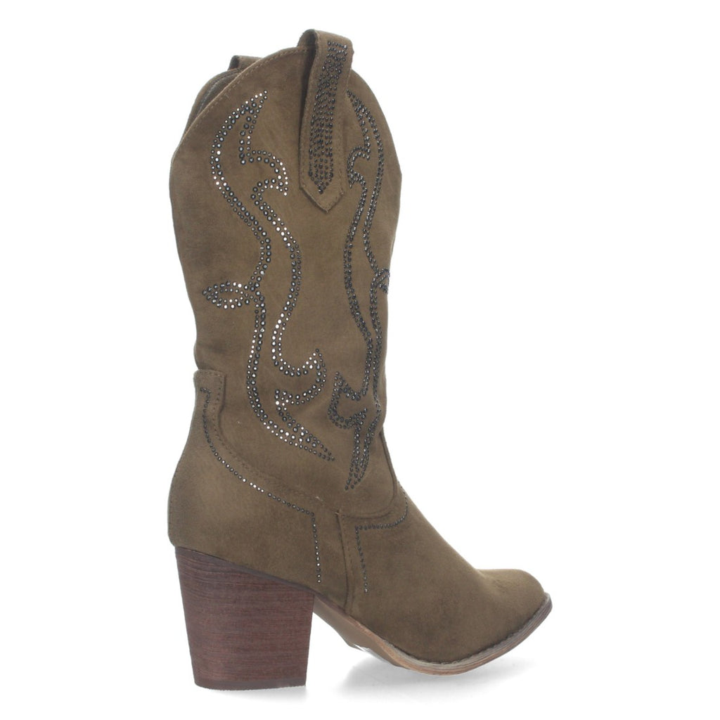 Elegante grüne hohe Stiefel mit Absatz