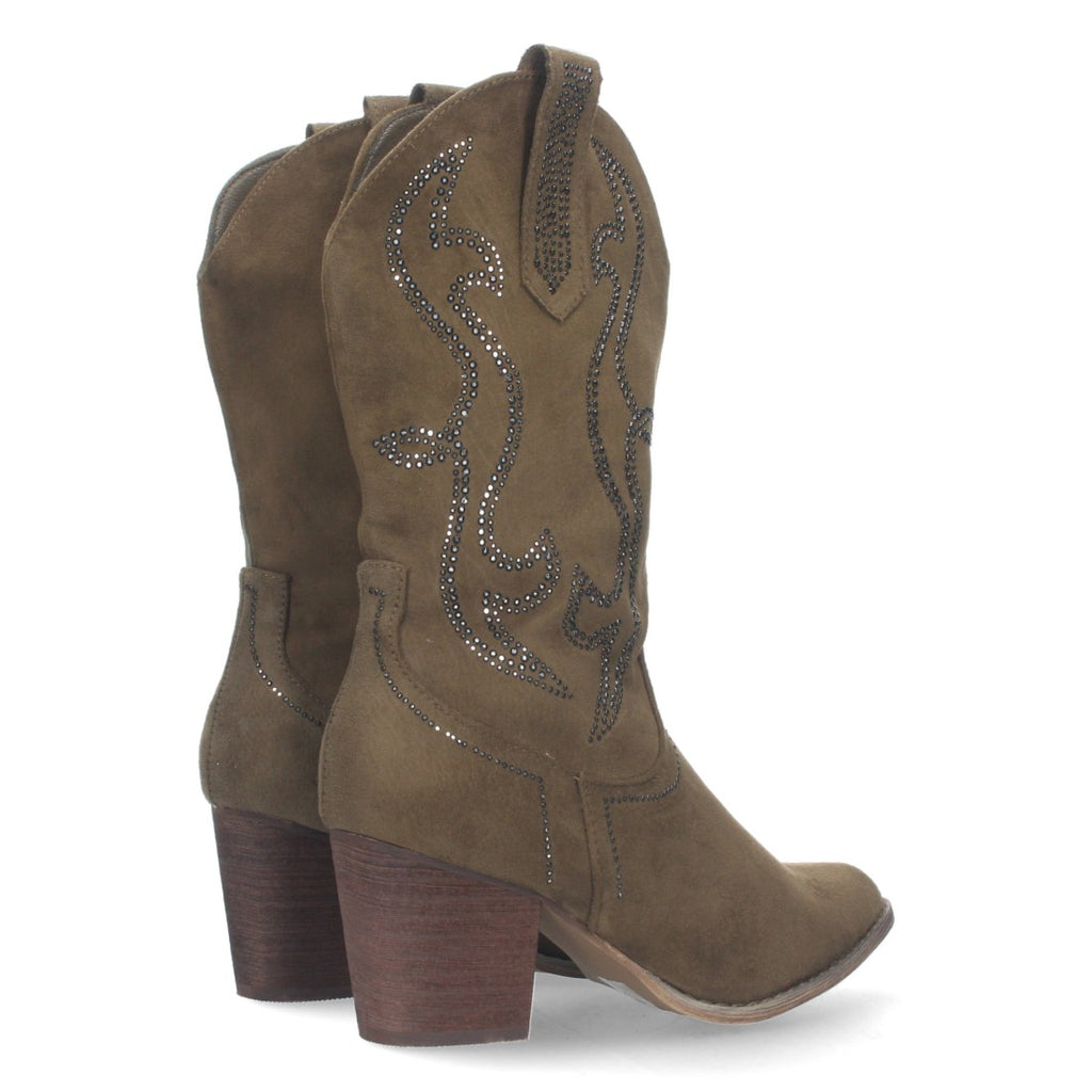 Elegante grüne hohe Stiefel mit Absatz