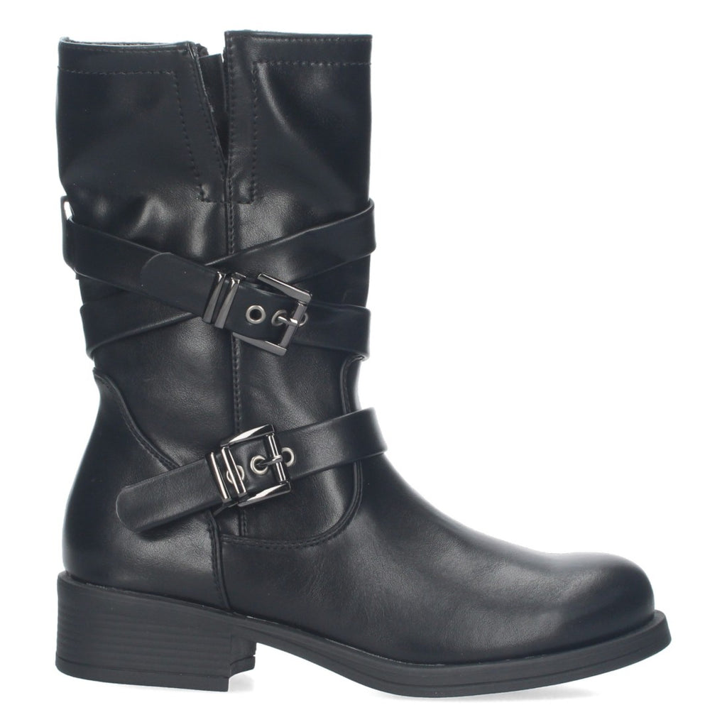 Botas Negras Moteras con Hebillas Decorativas