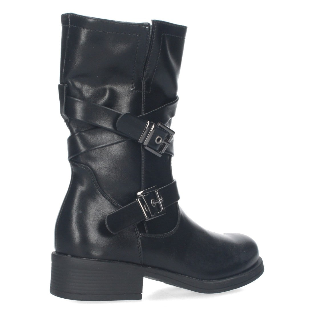 Botas Negras Moteras con Hebillas Decorativas