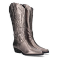 Elegante hohe graue Stiefel mit Absatz