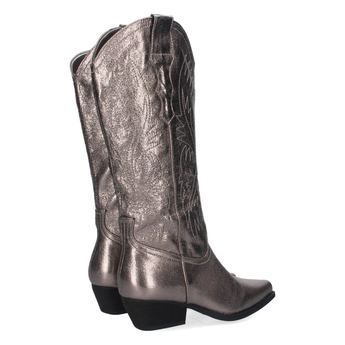 Elegante hohe graue Stiefel mit Absatz