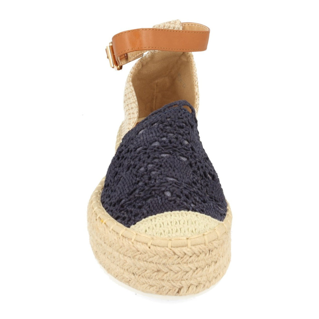 Sandalias Azules Mujer Plataforma Yute Rafia Tobillo