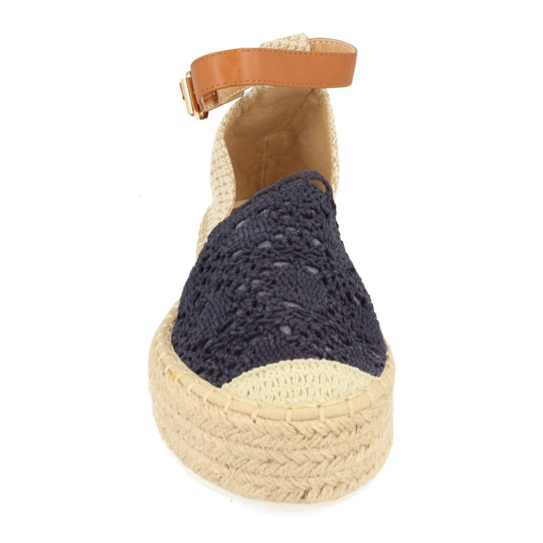 Sandalias Azules Mujer Plataforma Yute Rafia Tobillo