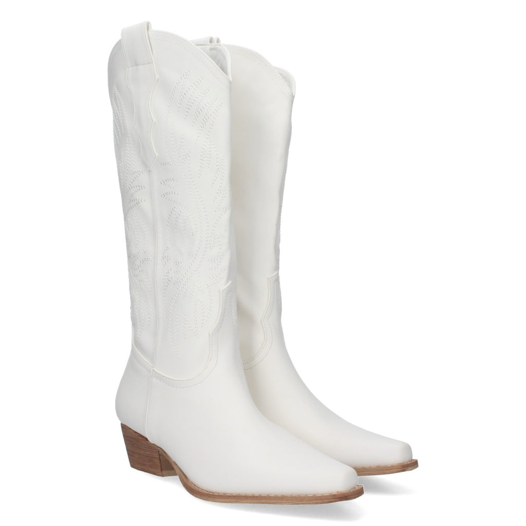 Elegante weiße Stiefel mit hohem Absatz