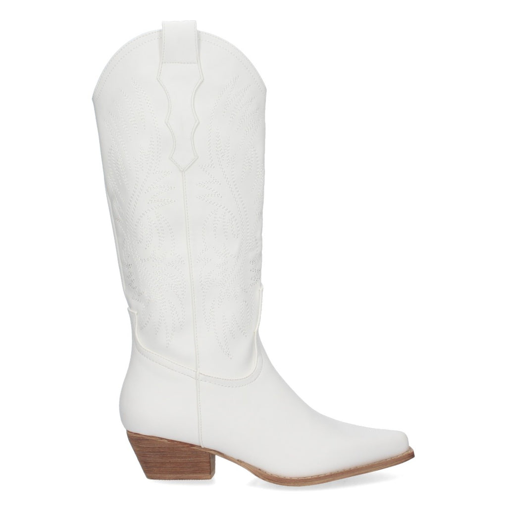 Elegante weiße Stiefel mit hohem Absatz