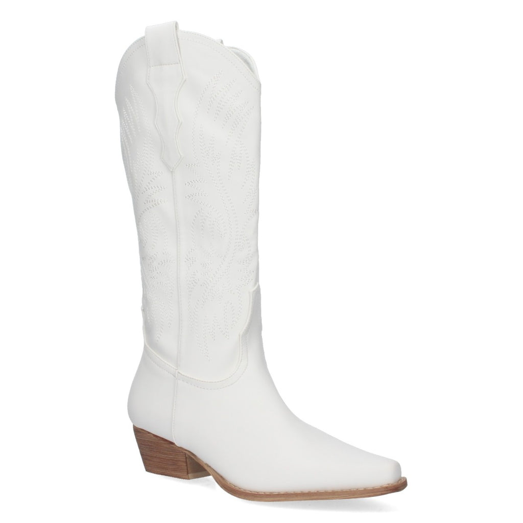 Elegante weiße Stiefel mit hohem Absatz
