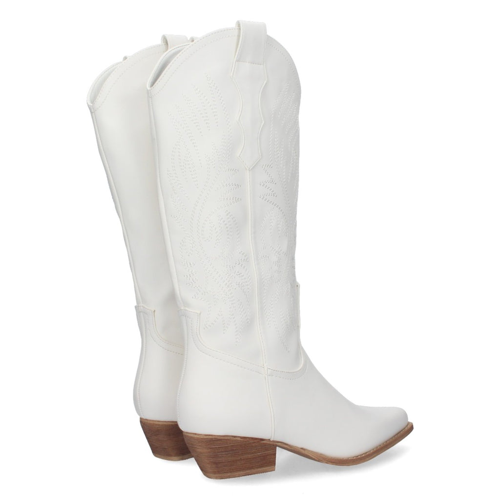 Elegante weiße Stiefel mit hohem Absatz