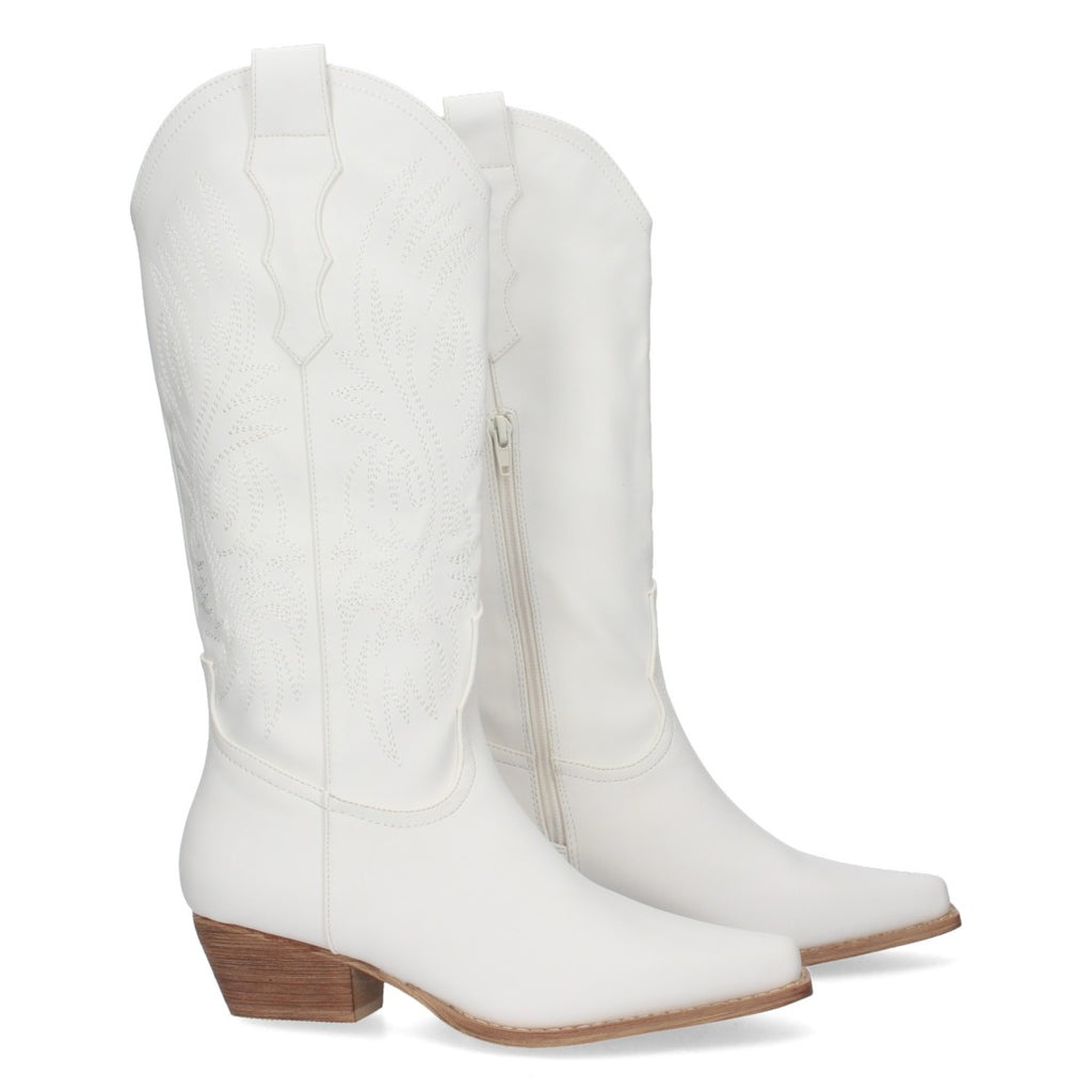 Elegante weiße Stiefel mit hohem Absatz