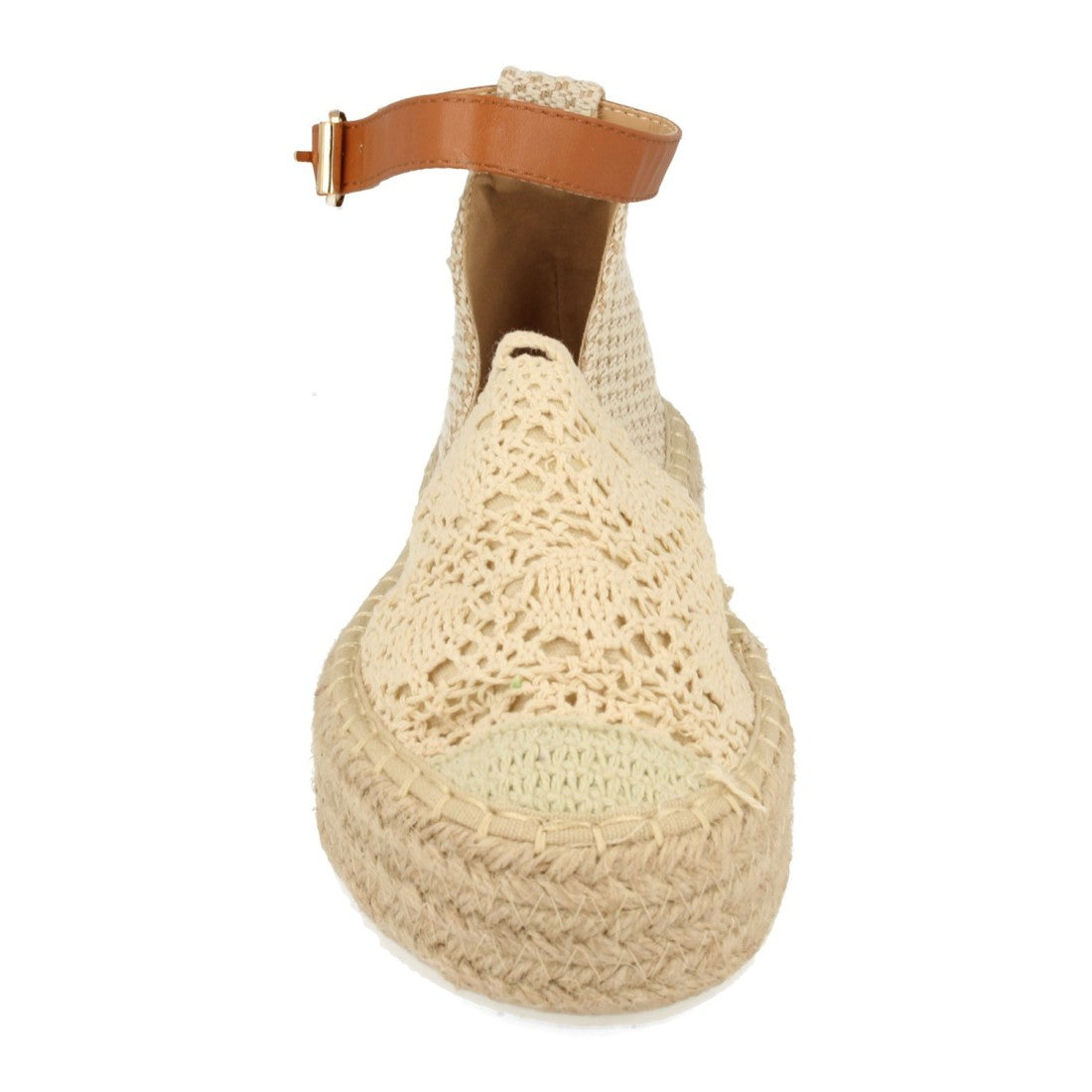 Sandalias Beige Mujer Plataforma Yute Rafia Tobillo